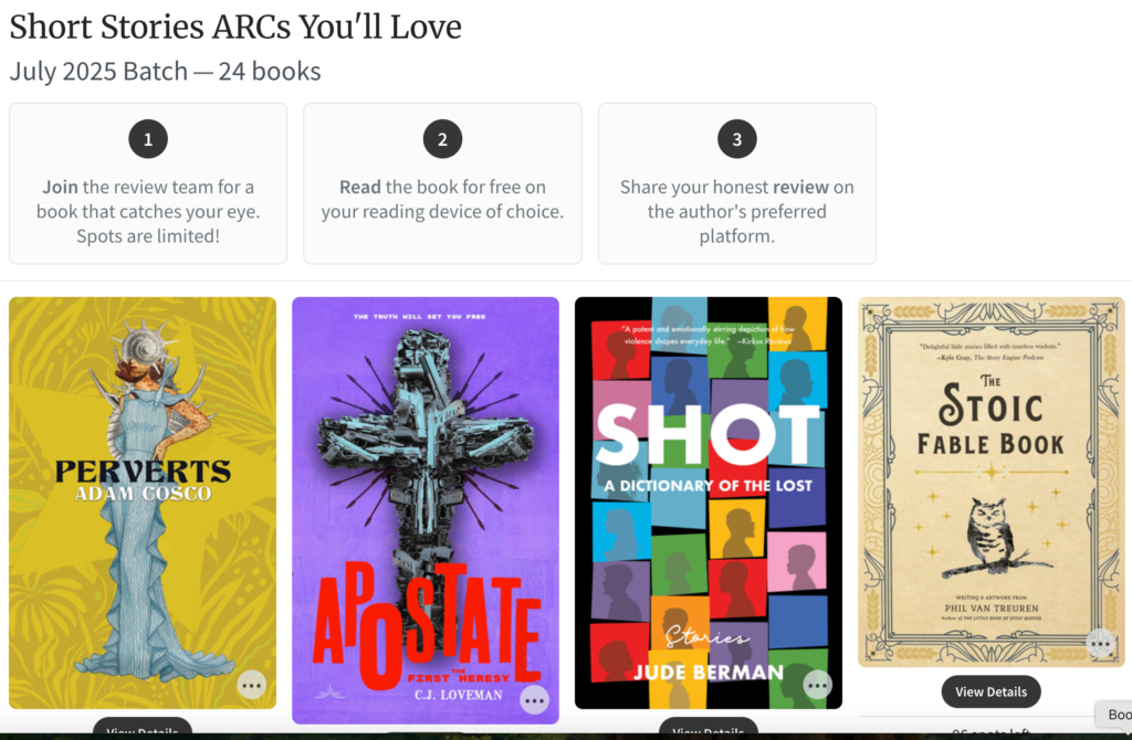 Screenshot of BookSirens Short Stories ARCs You'll Love bundle featuring Apostate: The First Heresy by C.J. Loveman